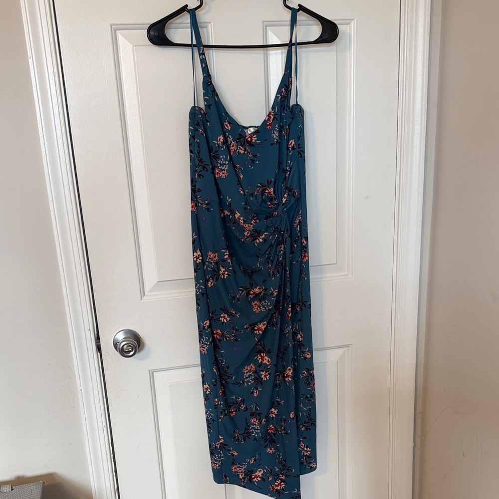 Nine Britton Teal Floral Midi Dress